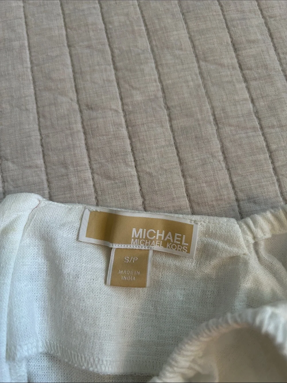 Michael Kors Women white Linen Puff Sleeve cottage western Blouse Top S